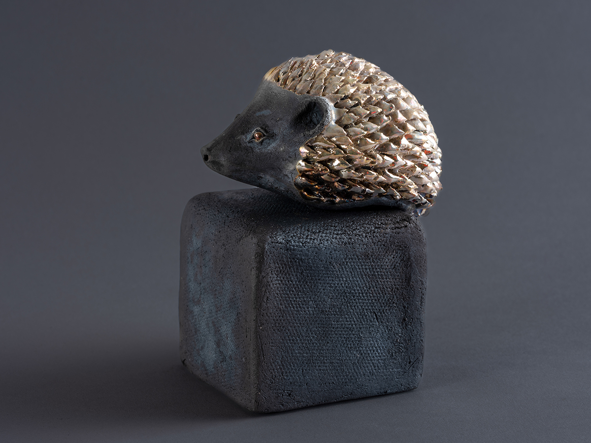 Sculpture en grès émaillée, cuisson RAKU.