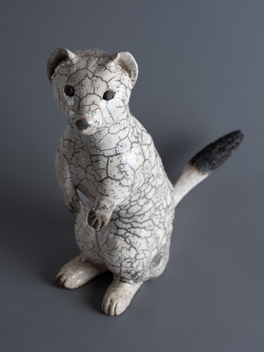 Sculpture en grès émaillée, cuisson RAKU.