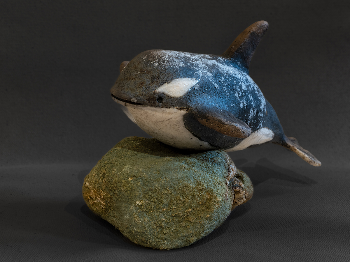 Sculpture en grès émaillée, cuisson RAKU.