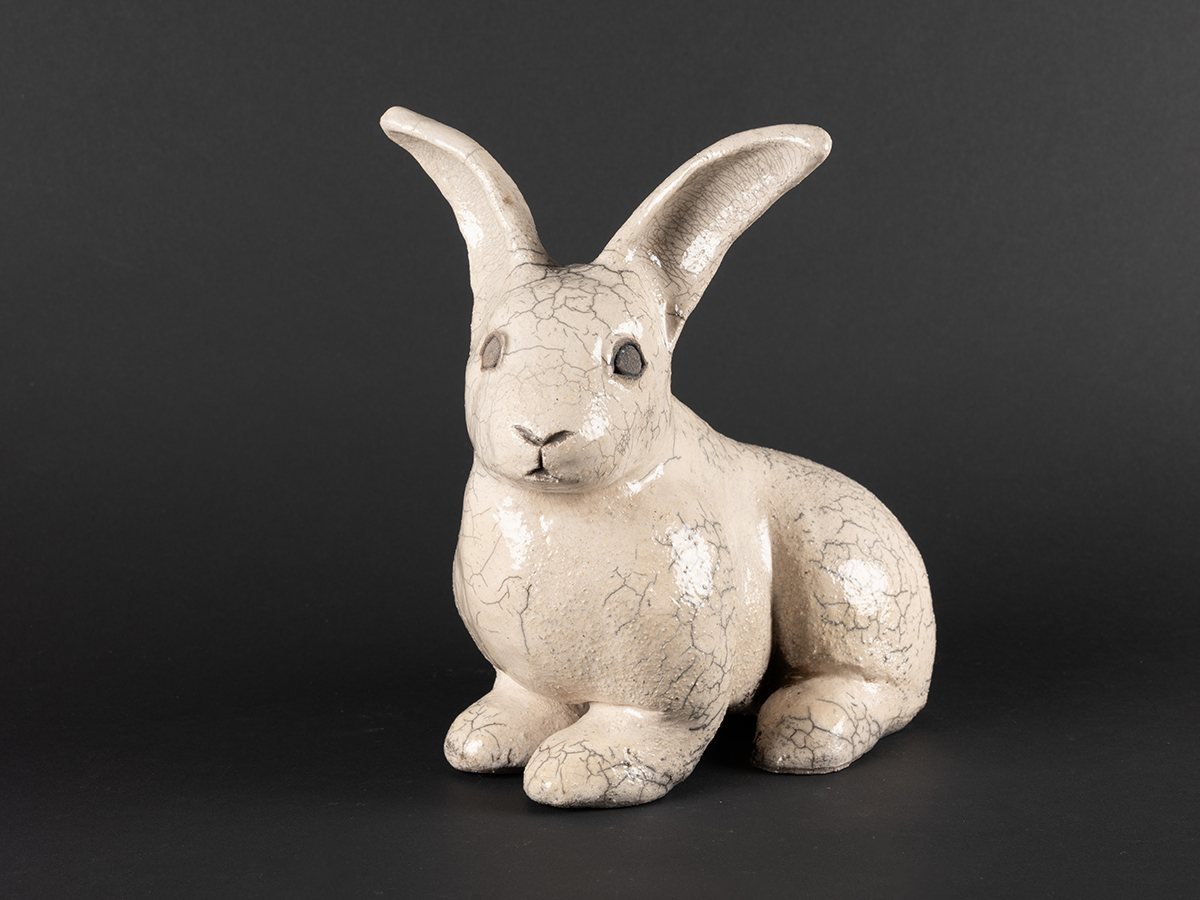 Sculpture en grès émaillée, cuisson RAKU.