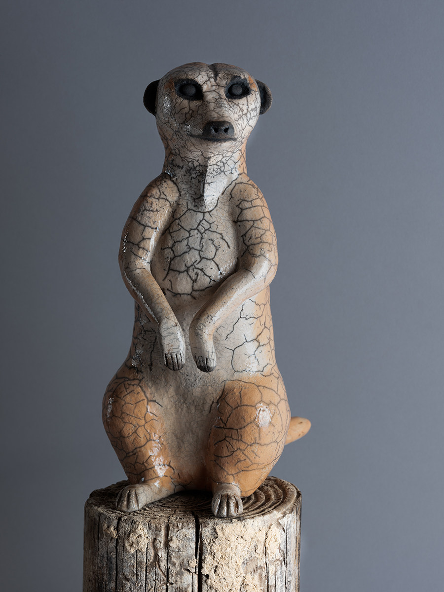 Sculpture en grès émaillée, cuisson RAKU.