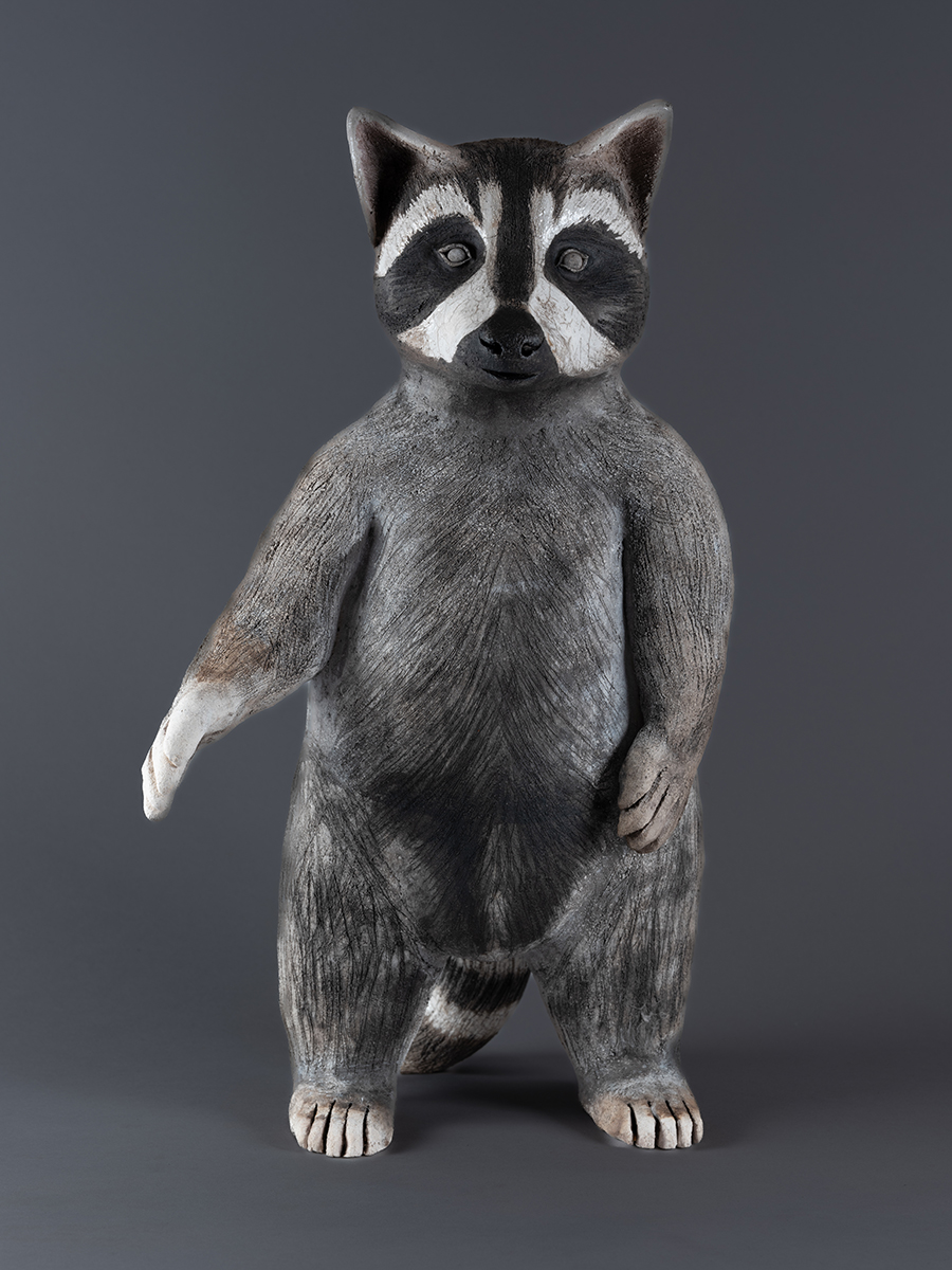 Sculpture en grès émaillée, cuisson RAKU.