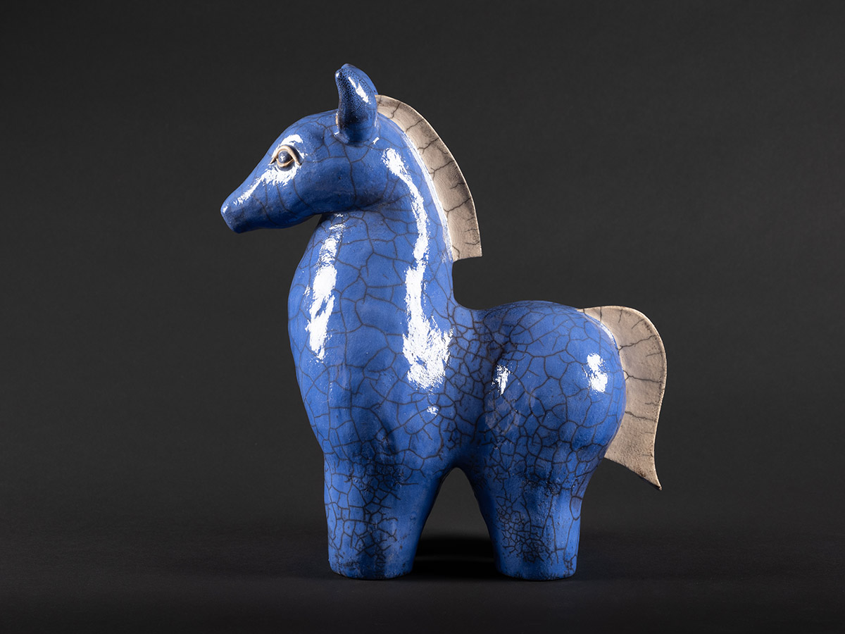 Sculpture en grès émaillée, cuisson RAKU.