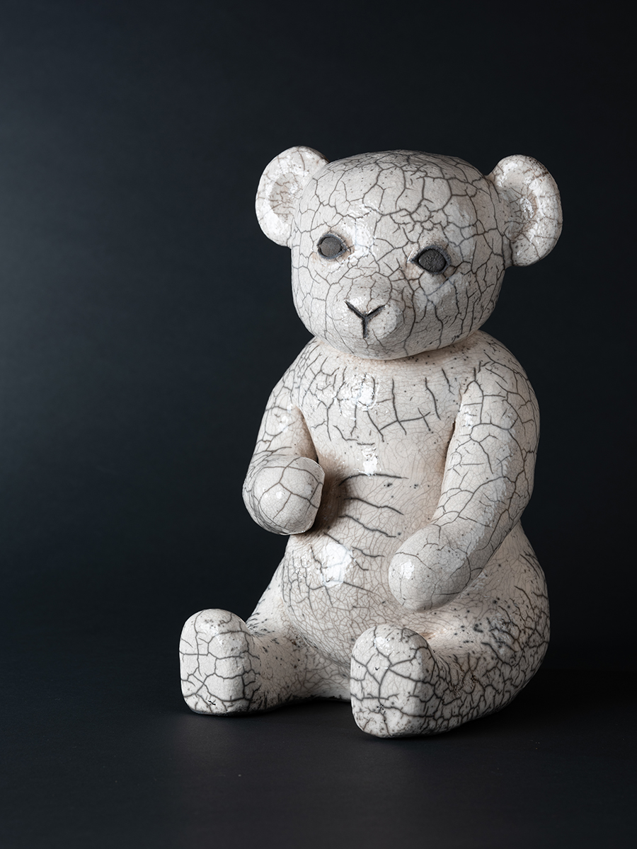 Sculpture en grès émaillée, cuisson RAKU.