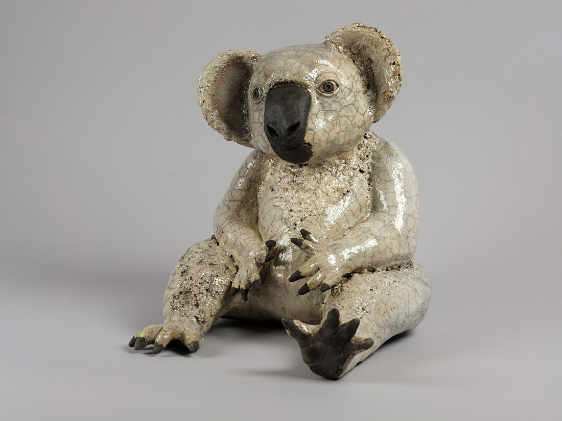 Koala modelé en grès, cuisson Raku